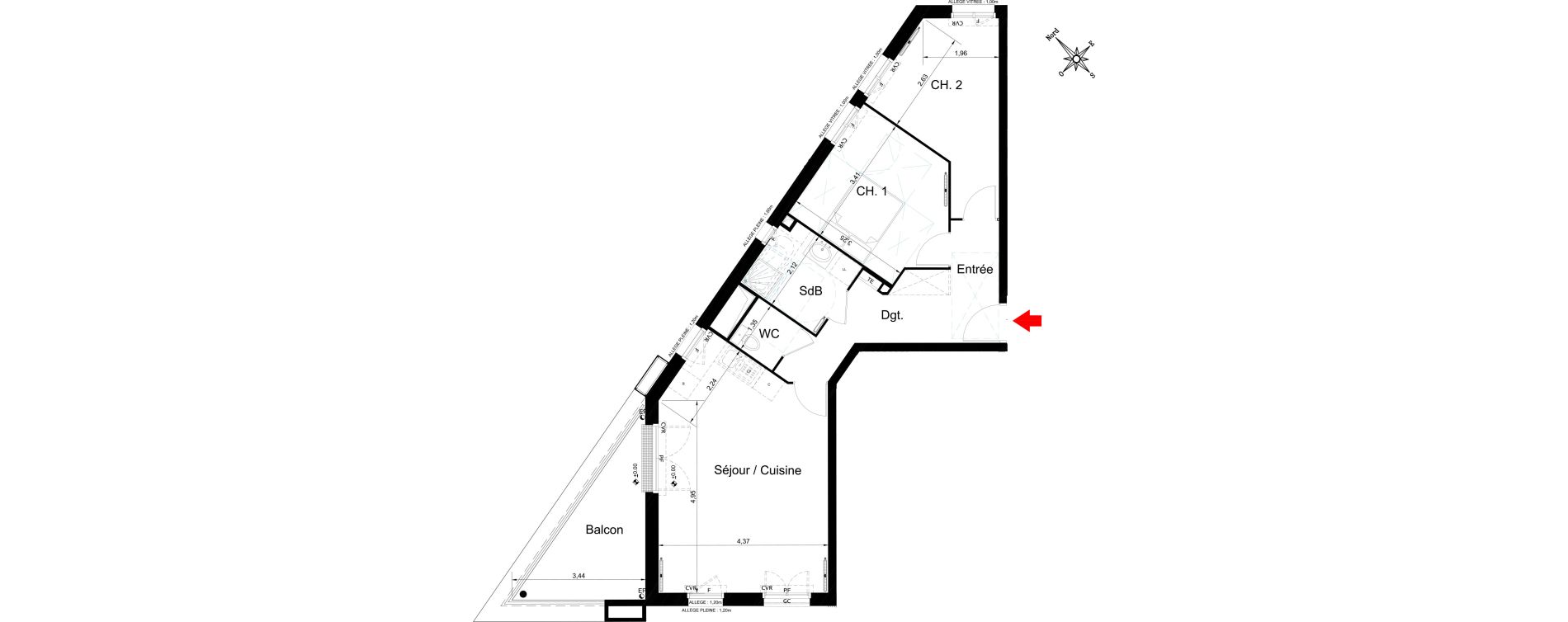Appartement T3 de 65,79 m2 &agrave; Aulnay-Sous-Bois Centre