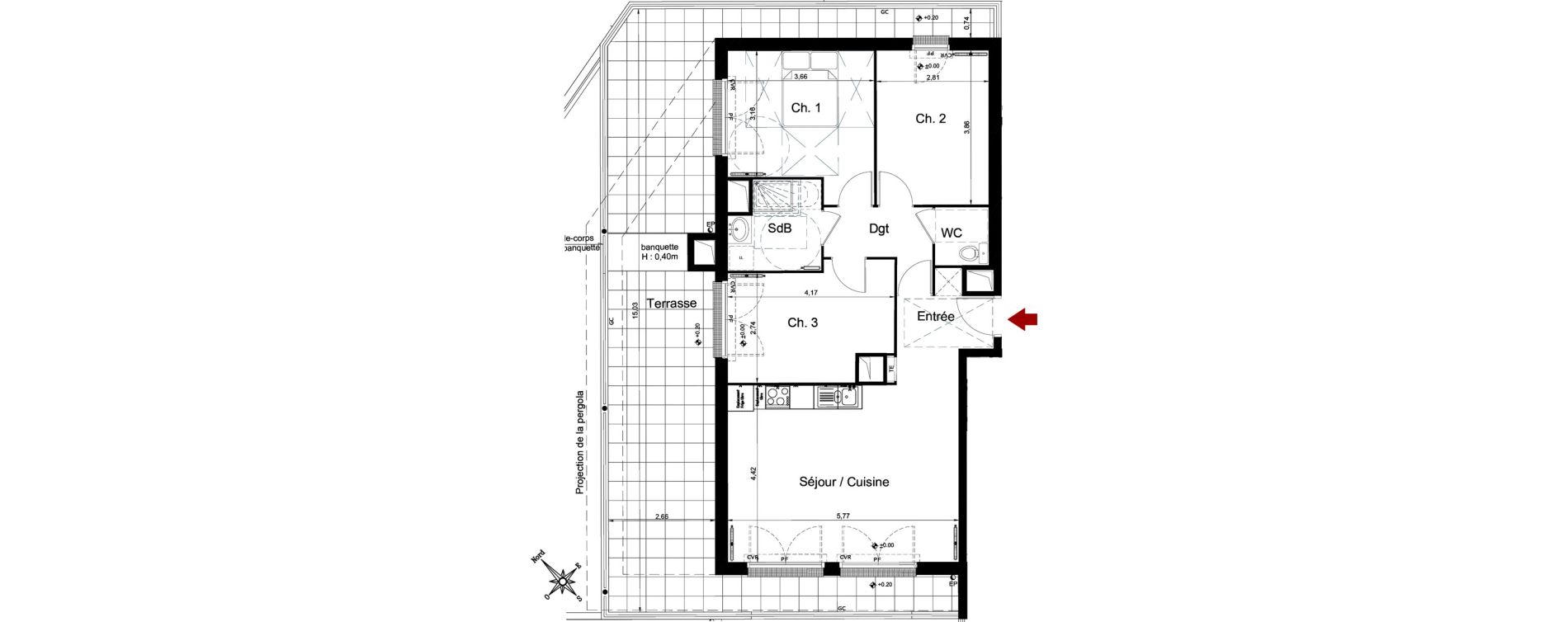 Appartement T4 de 75,23 m2 &agrave; Aulnay-Sous-Bois Centre