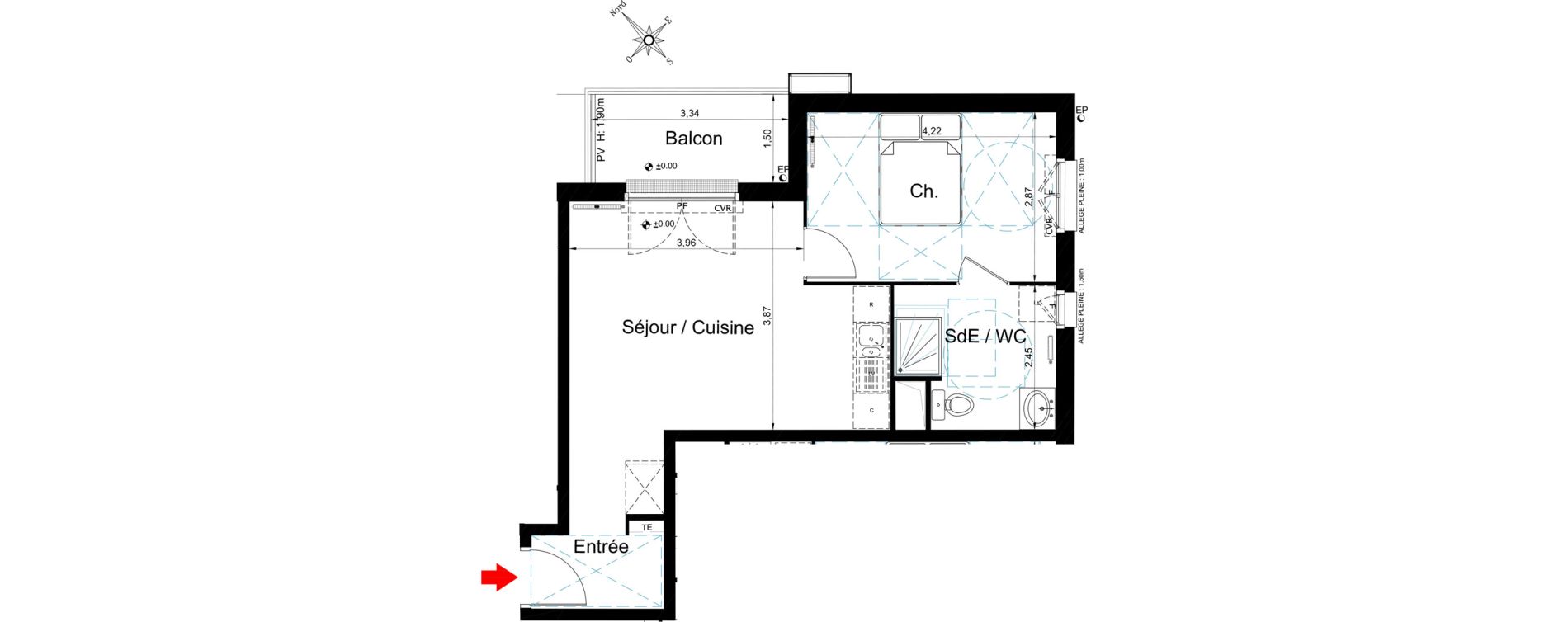 Appartement T2 de 42,61 m2 &agrave; Aulnay-Sous-Bois Centre