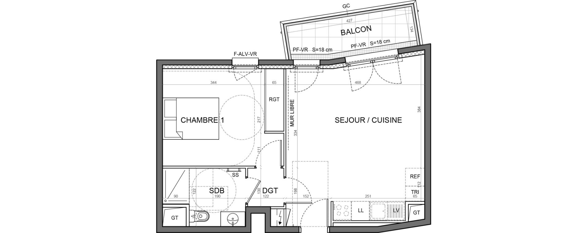 Appartement T2 de 44,32 m2 &agrave; Aulnay-Sous-Bois Val francilia