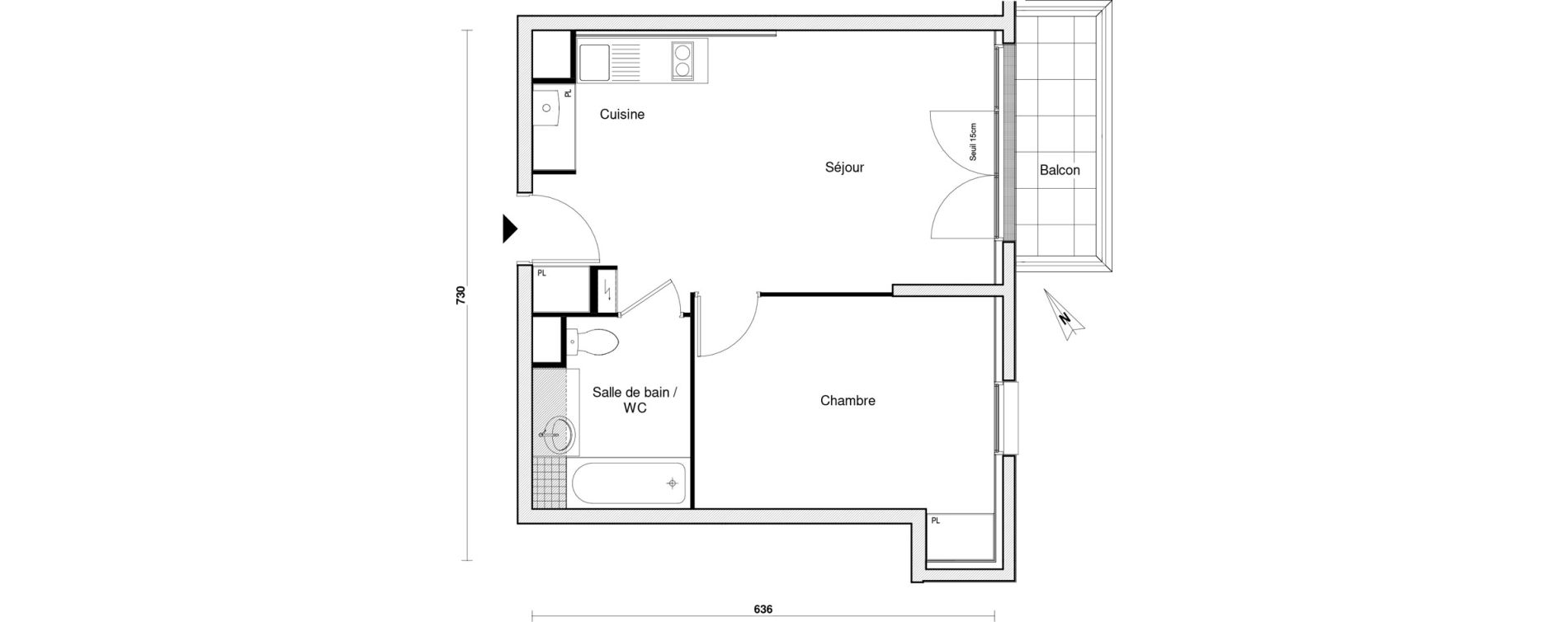 Appartement T2 de 40,74 m2 &agrave; Bagnolet Centre