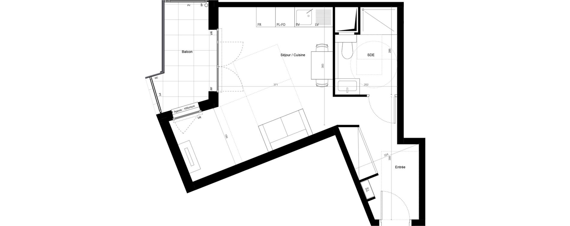 Appartement T1 de 32,47 m2 &agrave; Bagnolet Centre