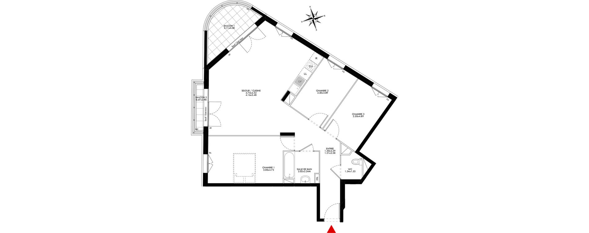 Appartement T4 de 86,35 m2 &agrave; Bobigny Centre