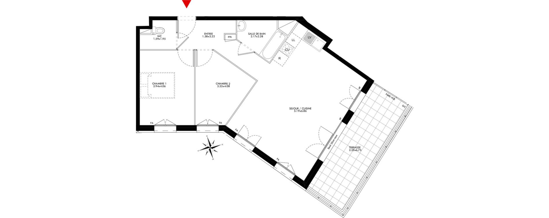Appartement T3 de 68,81 m2 &agrave; Bobigny Centre