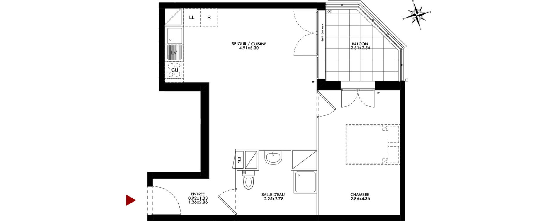 Appartement T2 de 44,23 m2 &agrave; Bobigny Centre