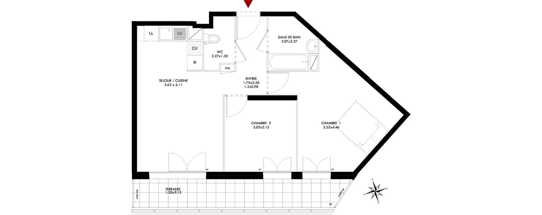 Appartement T3 de 57,38 m2 &agrave; Bobigny Centre