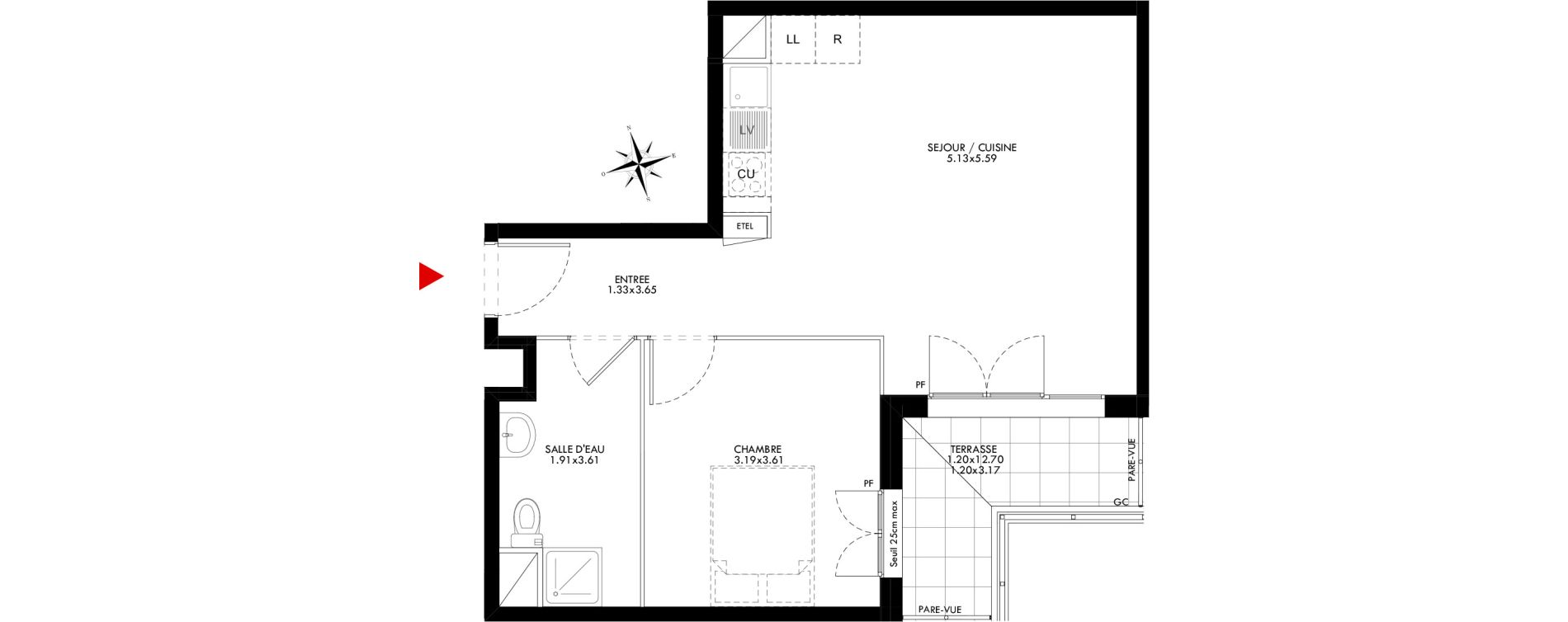 Appartement T2 de 47,53 m2 &agrave; Bobigny Centre