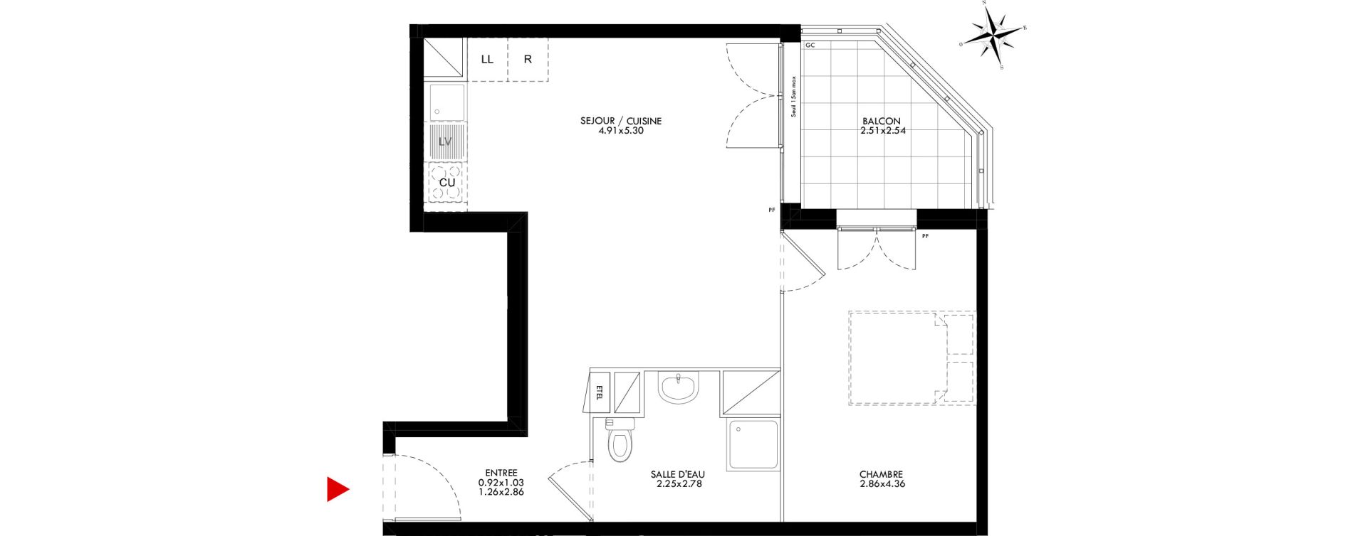 Appartement T2 de 43,93 m2 &agrave; Bobigny Centre