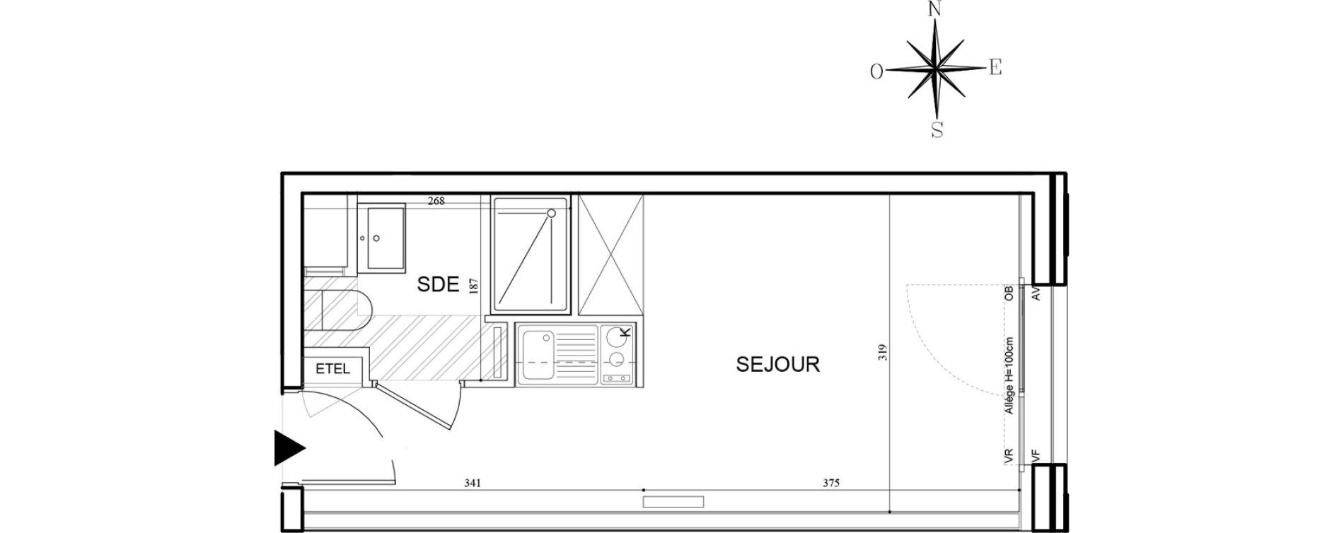 Appartement T1 meubl&eacute; de 21,73 m2 &agrave; Bobigny Centre