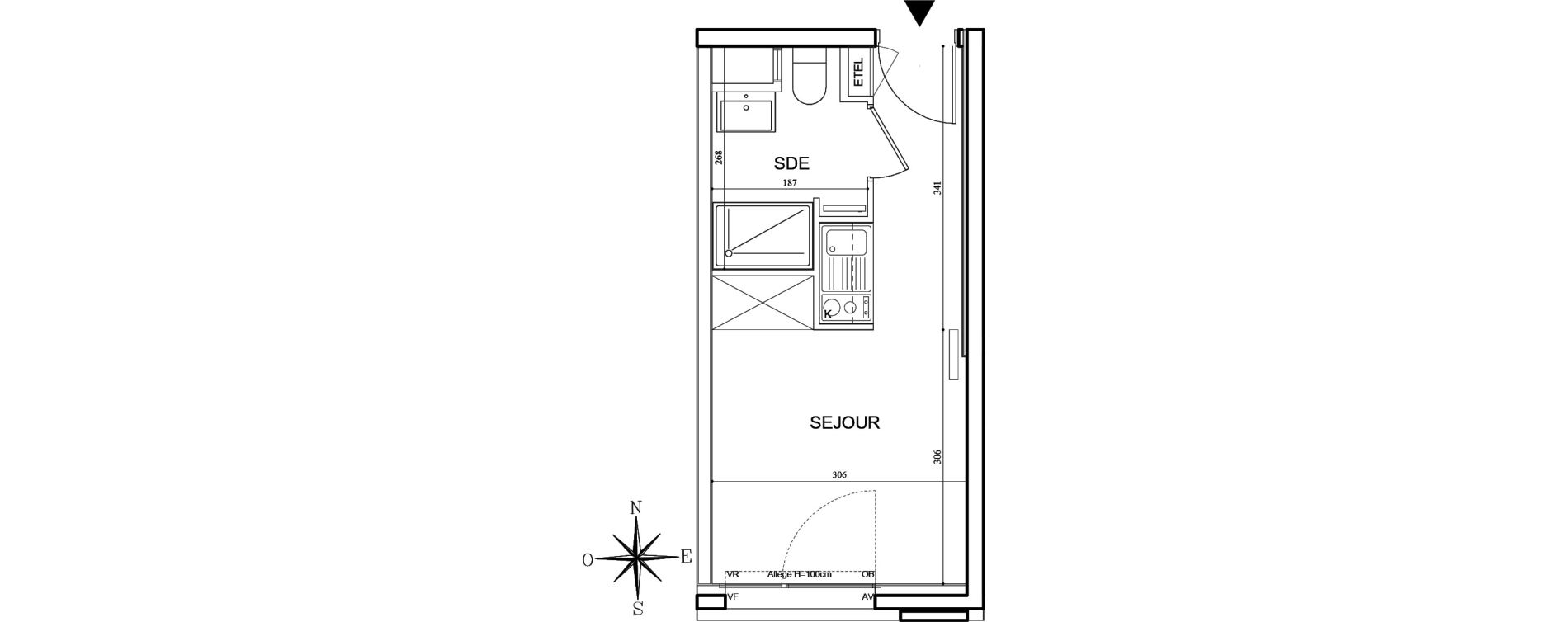 Appartement T1 meubl&eacute; de 18,51 m2 &agrave; Bobigny Centre