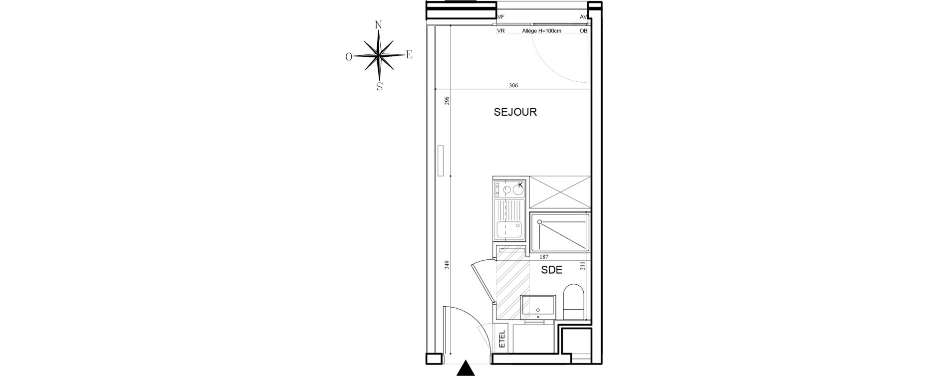 Appartement T1 meubl&eacute; de 18,08 m2 &agrave; Bobigny Centre