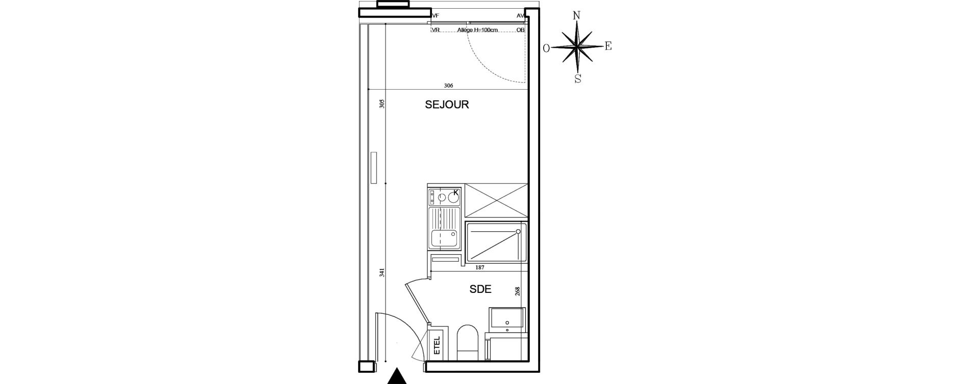 Appartement T1 meubl&eacute; de 18,73 m2 &agrave; Bobigny Centre