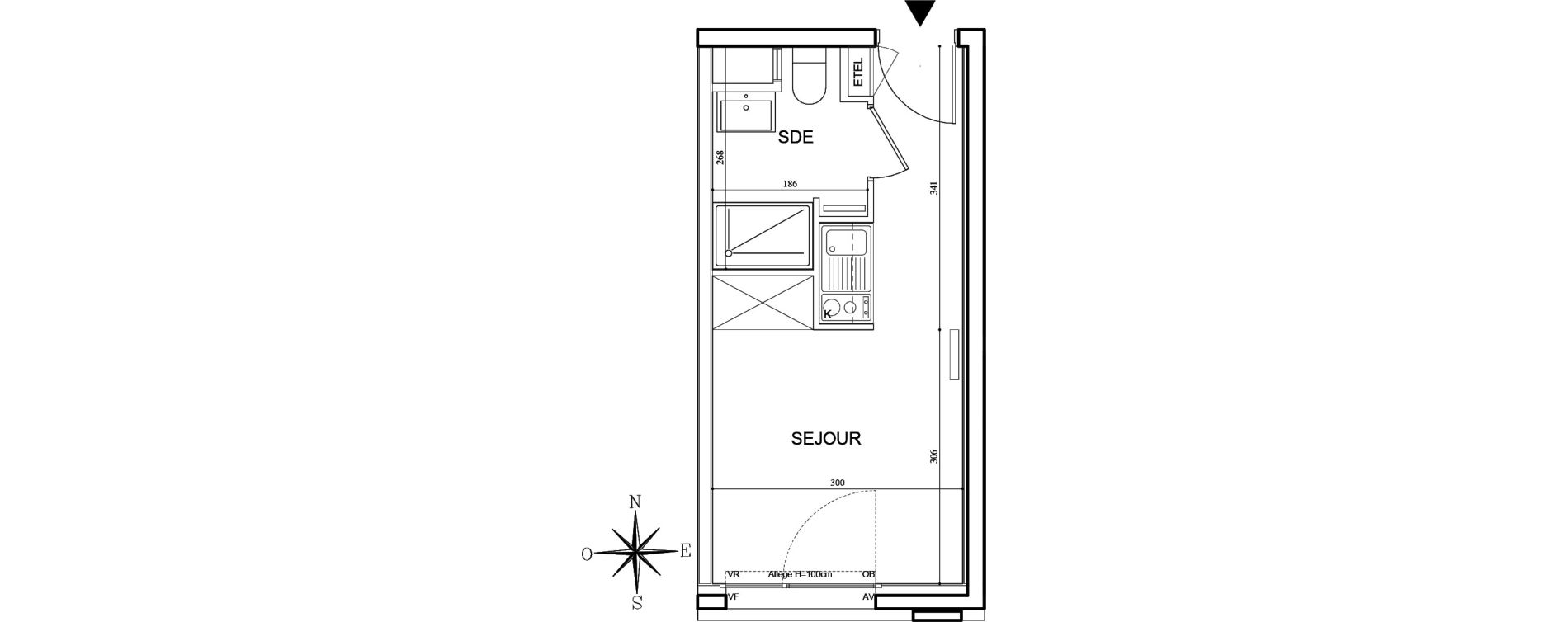 Appartement T1 meubl&eacute; de 18,34 m2 &agrave; Bobigny Centre