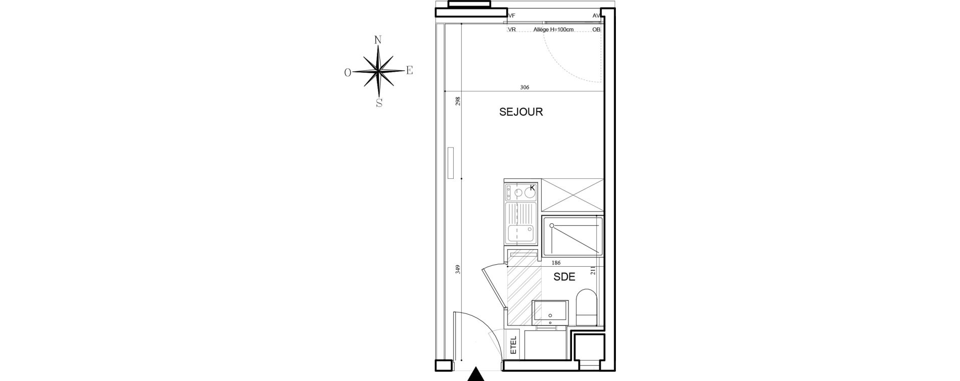 Appartement T1 meubl&eacute; de 18,15 m2 &agrave; Bobigny Centre