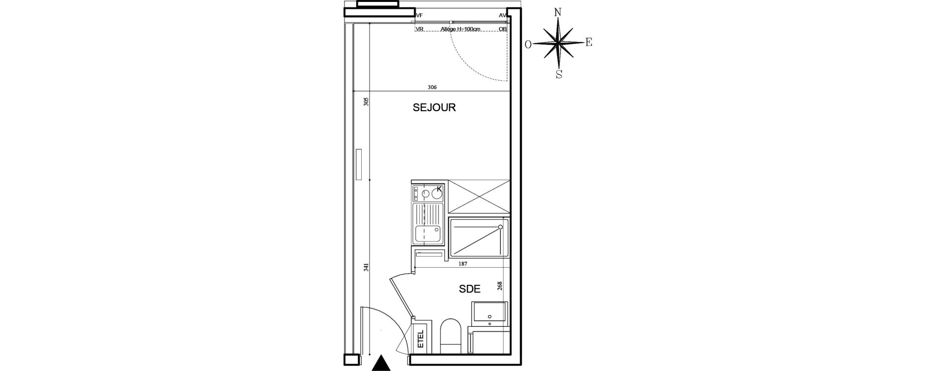Appartement T1 meubl&eacute; de 18,73 m2 &agrave; Bobigny Centre