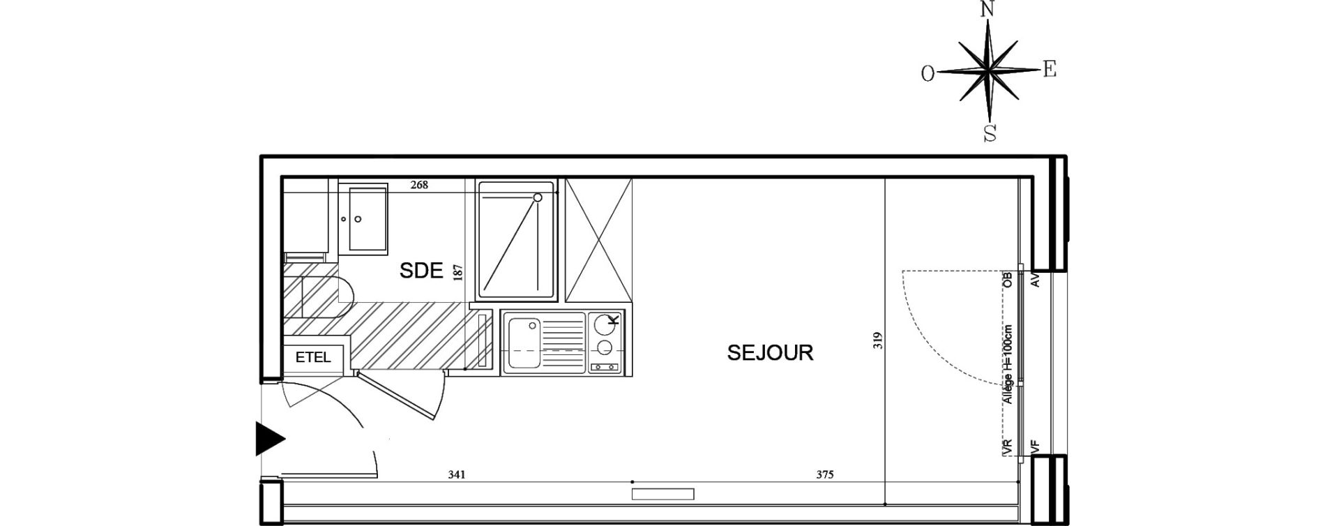 Appartement T1 meubl&eacute; de 21,73 m2 &agrave; Bobigny Centre