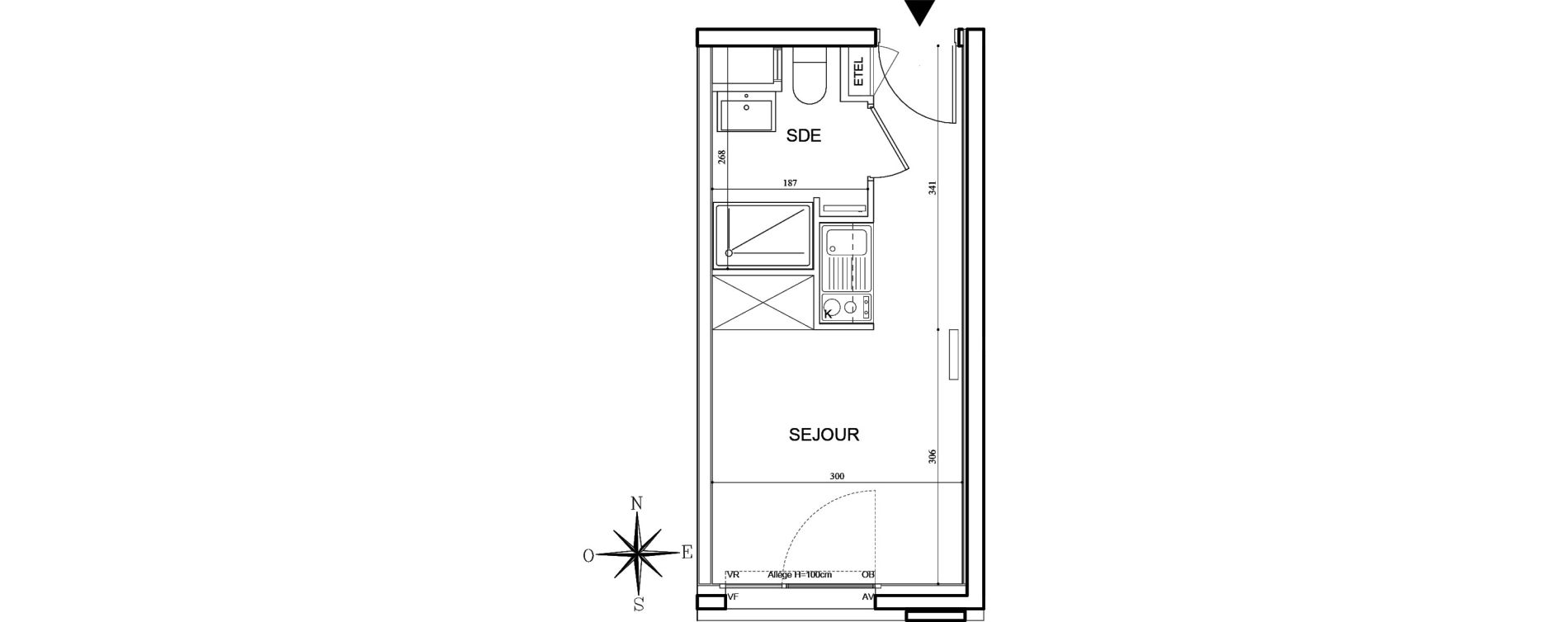 Appartement T1 meubl&eacute; de 18,34 m2 &agrave; Bobigny Centre