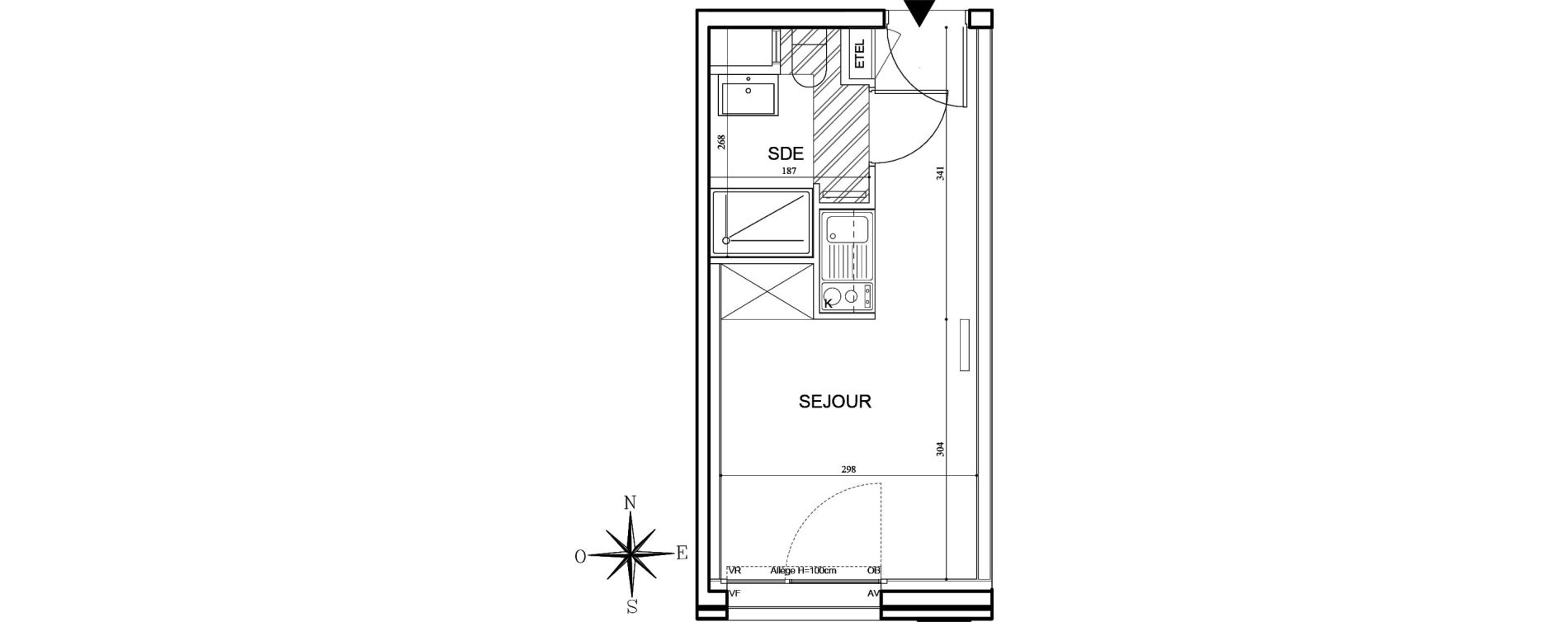 Appartement T1 meubl&eacute; de 18,53 m2 &agrave; Bobigny Centre