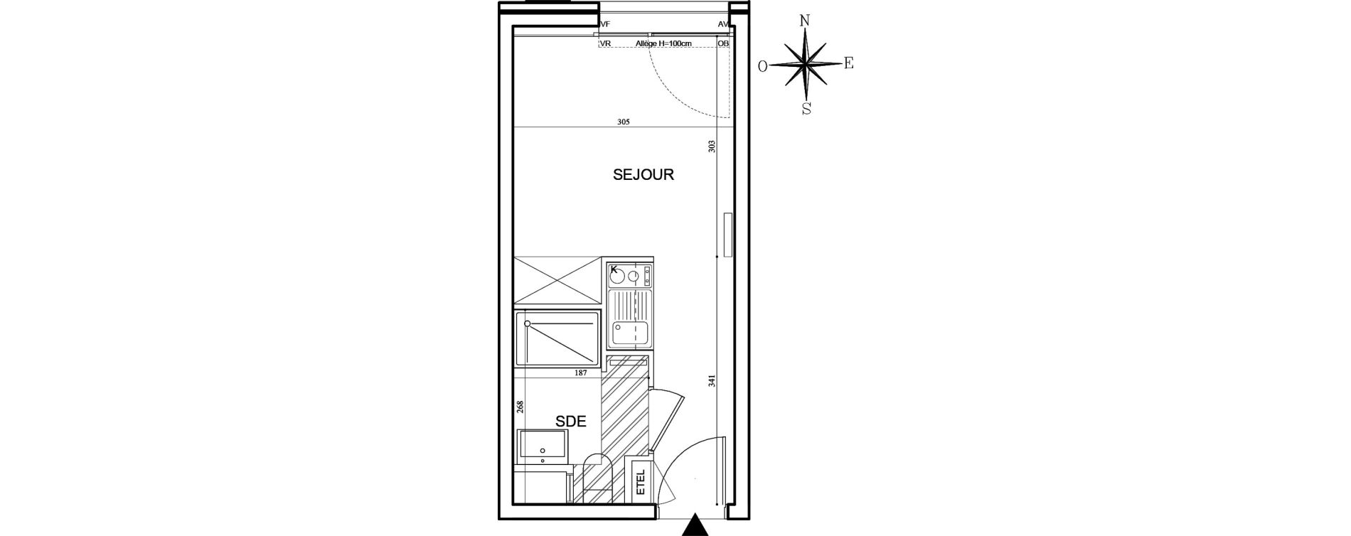 Appartement T1 meubl&eacute; de 18,60 m2 &agrave; Bobigny Centre