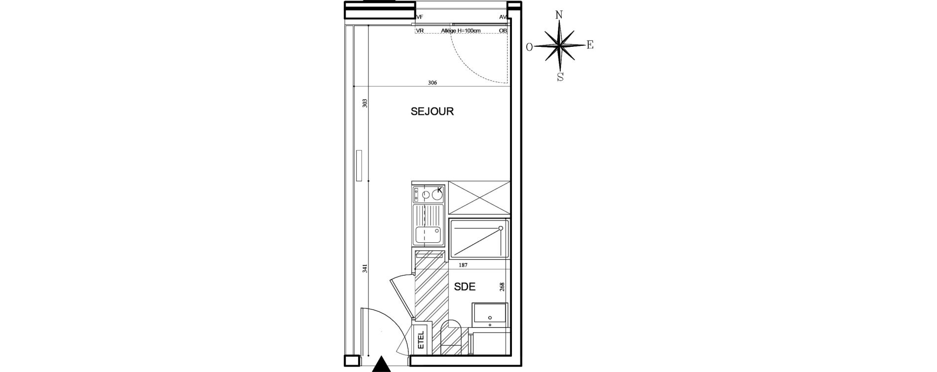 Appartement T1 meubl&eacute; de 18,66 m2 &agrave; Bobigny Centre