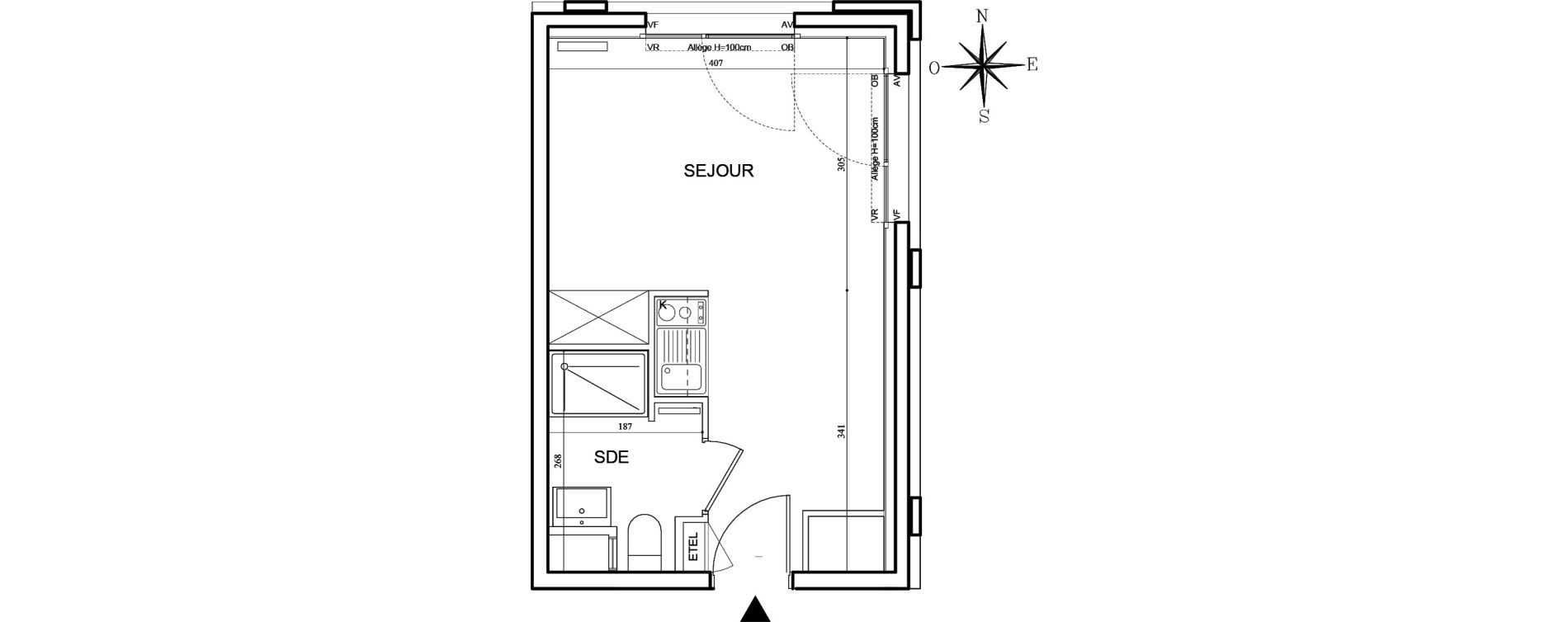 Appartement T1 meubl&eacute; de 24,48 m2 &agrave; Bobigny Centre