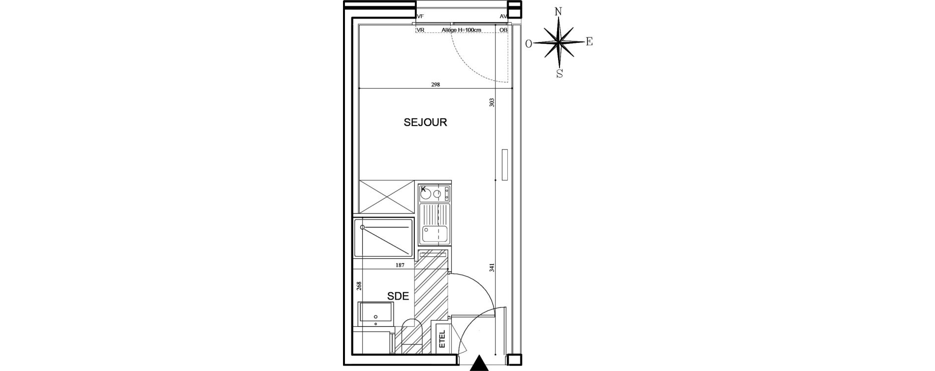 Appartement T1 meubl&eacute; de 18,55 m2 &agrave; Bobigny Centre
