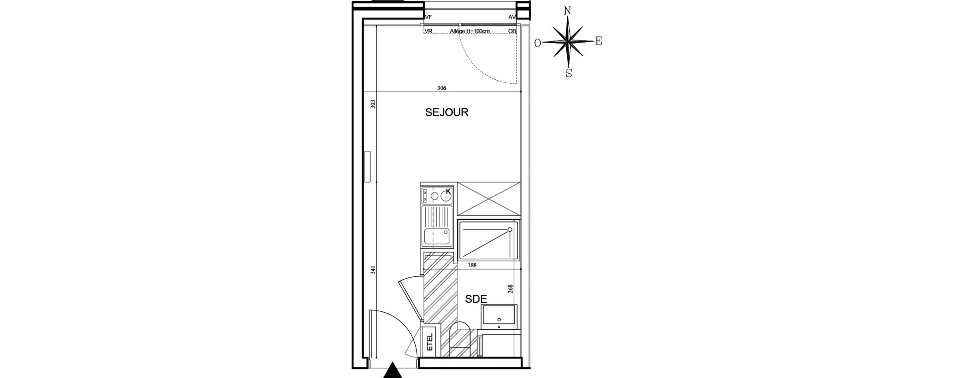 Appartement T1 meubl&eacute; de 18,66 m2 &agrave; Bobigny Centre