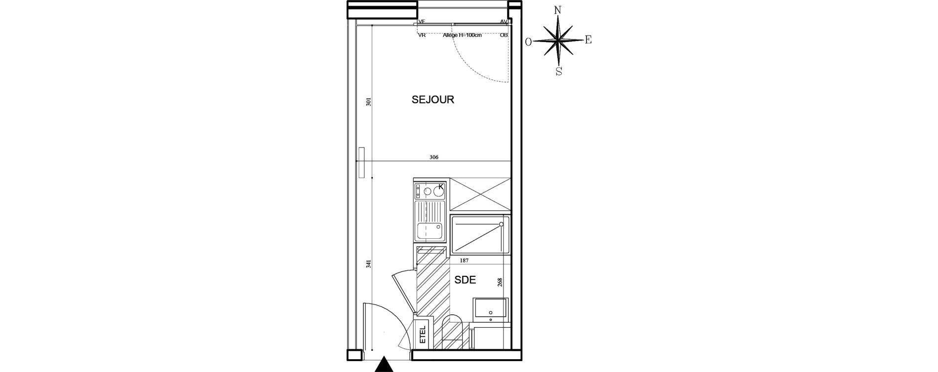 Appartement T1 meubl&eacute; de 18,60 m2 &agrave; Bobigny Centre