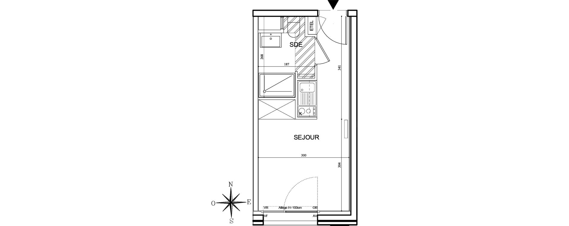 Appartement T1 meubl&eacute; de 18,28 m2 &agrave; Bobigny Centre