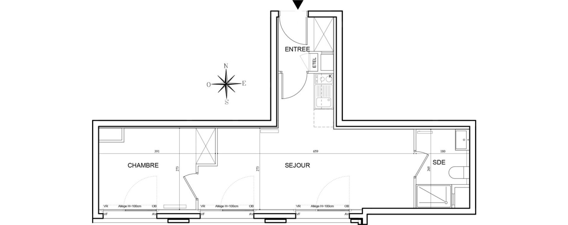 Appartement T2 meubl&eacute; de 38,53 m2 &agrave; Bobigny Centre