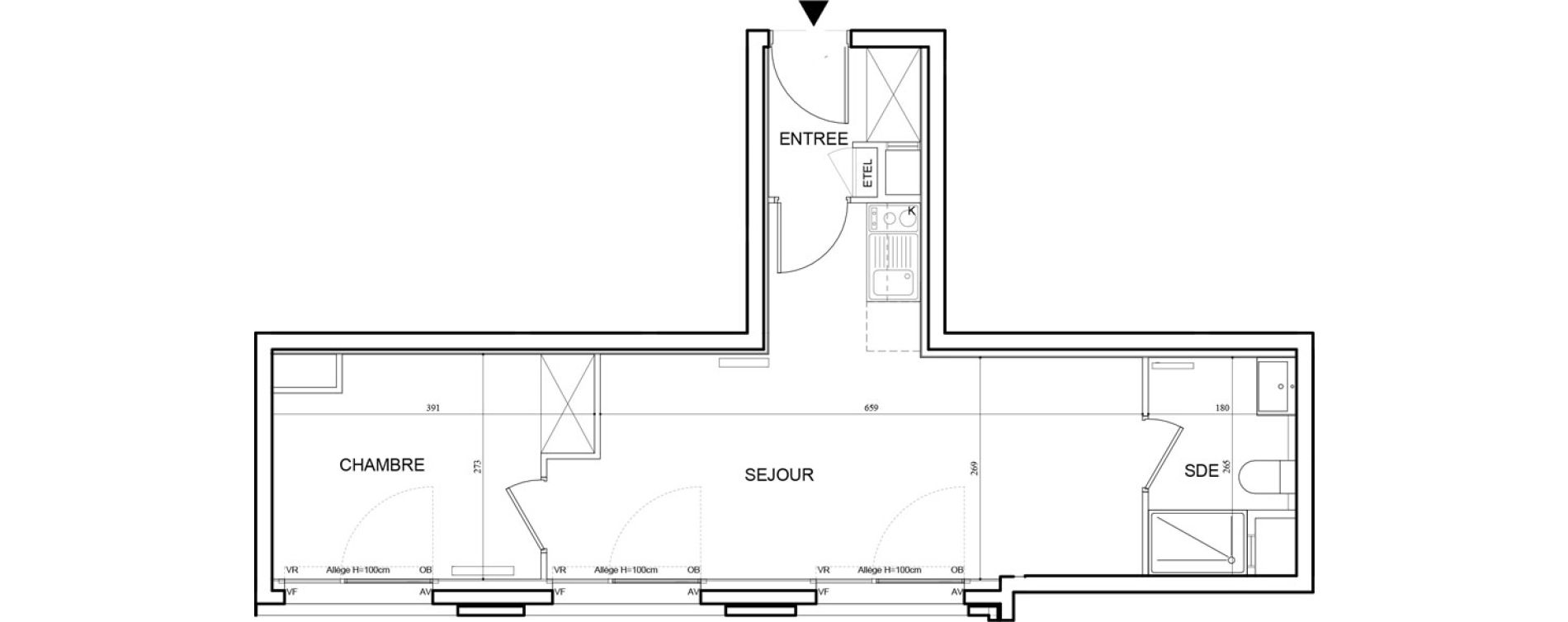 Appartement T2 meubl&eacute; de 38,53 m2 &agrave; Bobigny Centre