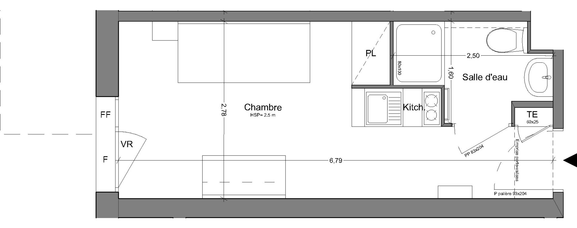 Appartement T1 de 18,40 m2 &agrave; Bobigny Centre