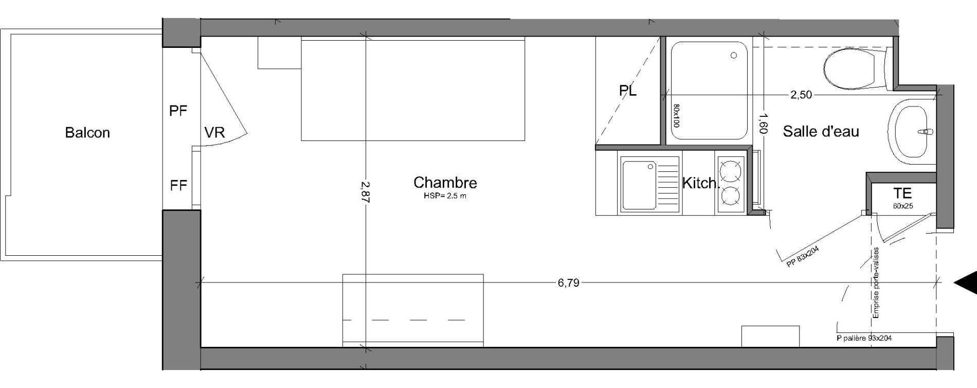 Appartement T1 de 18,90 m2 &agrave; Bobigny Centre
