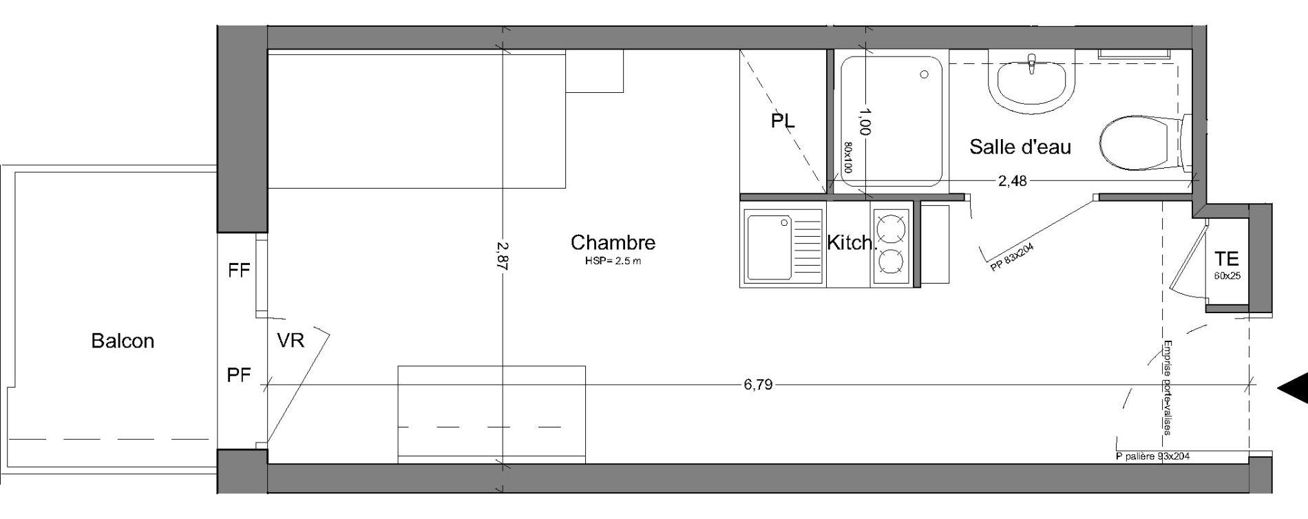 Appartement T1 de 18,60 m2 &agrave; Bobigny Centre