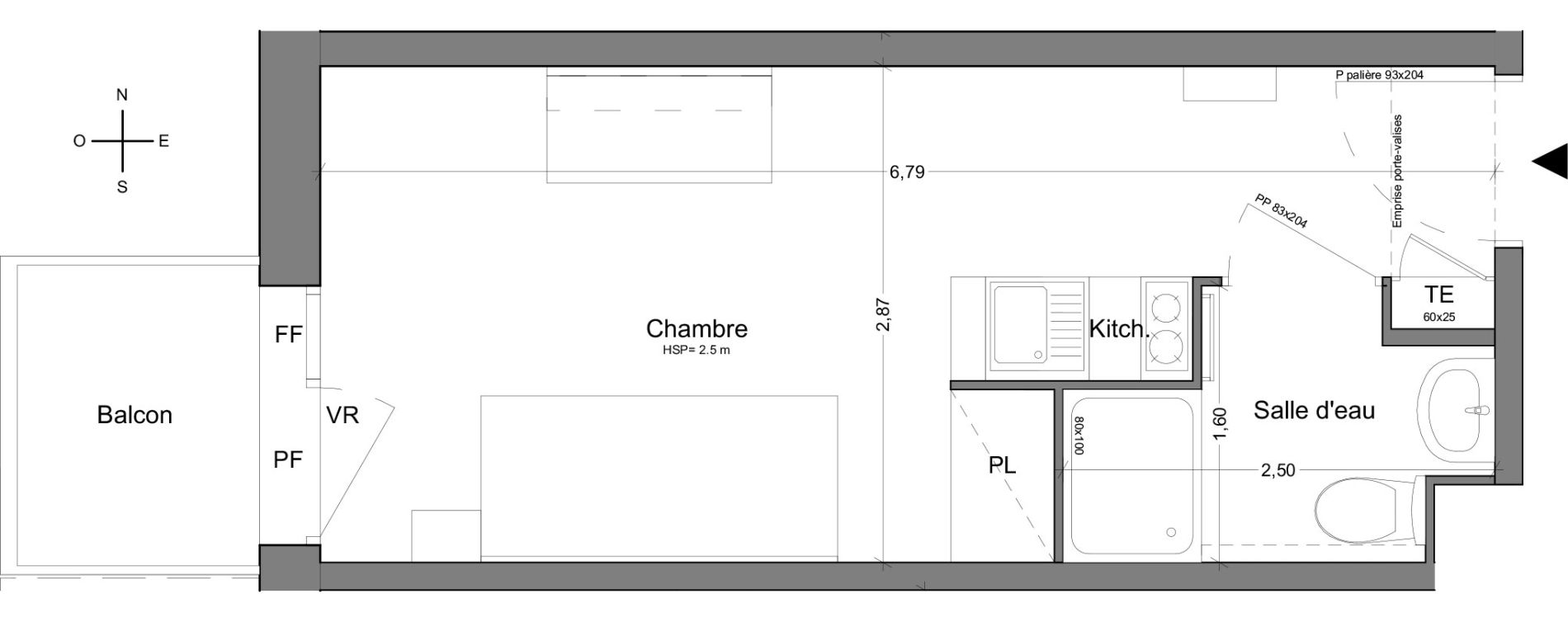 Appartement T1 de 18,90 m2 &agrave; Bobigny Centre