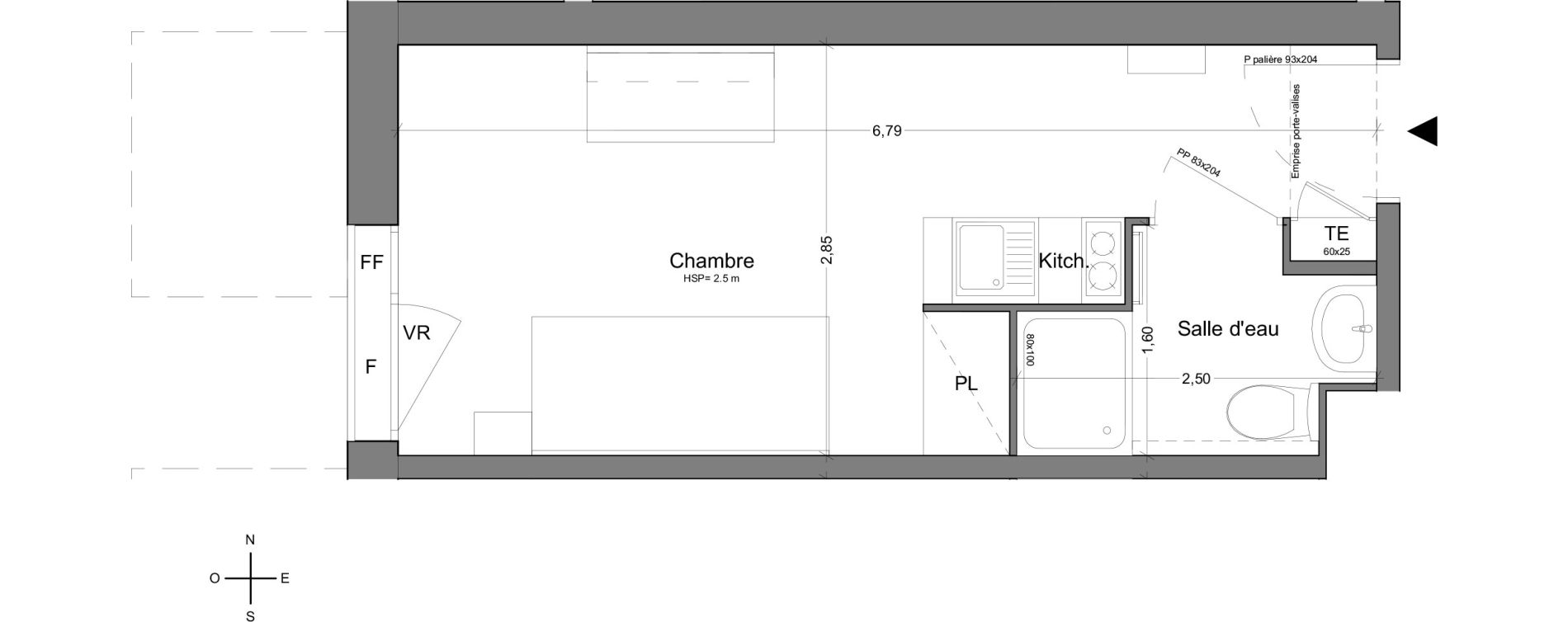 Appartement T1 de 18,70 m2 &agrave; Bobigny Centre