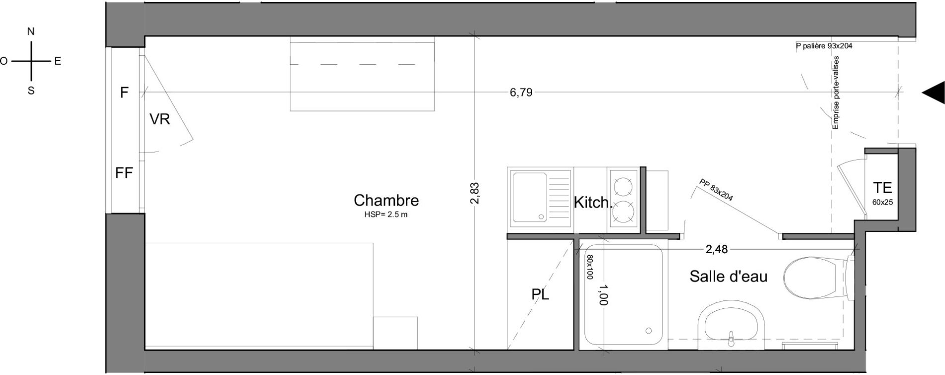 Appartement T1 de 18,40 m2 &agrave; Bobigny Centre