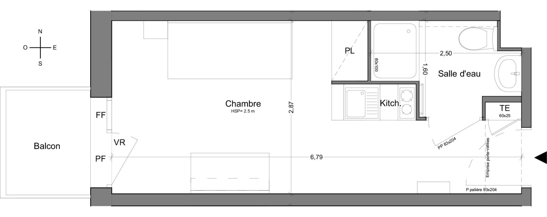 Appartement T1 de 18,90 m2 &agrave; Bobigny Centre