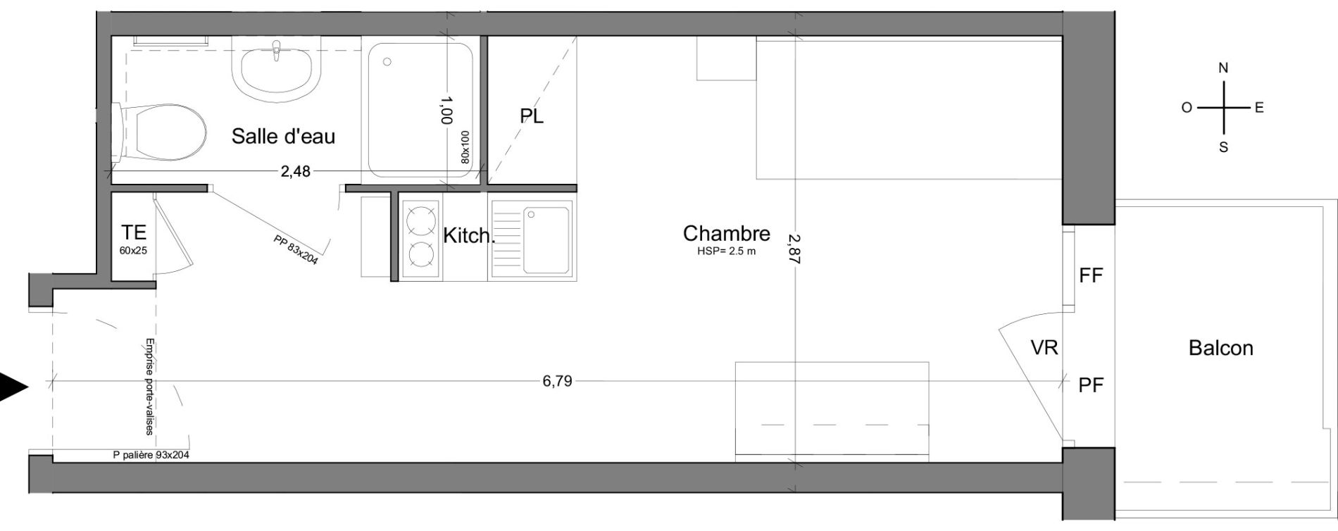 Appartement T1 de 18,40 m2 &agrave; Bobigny Centre