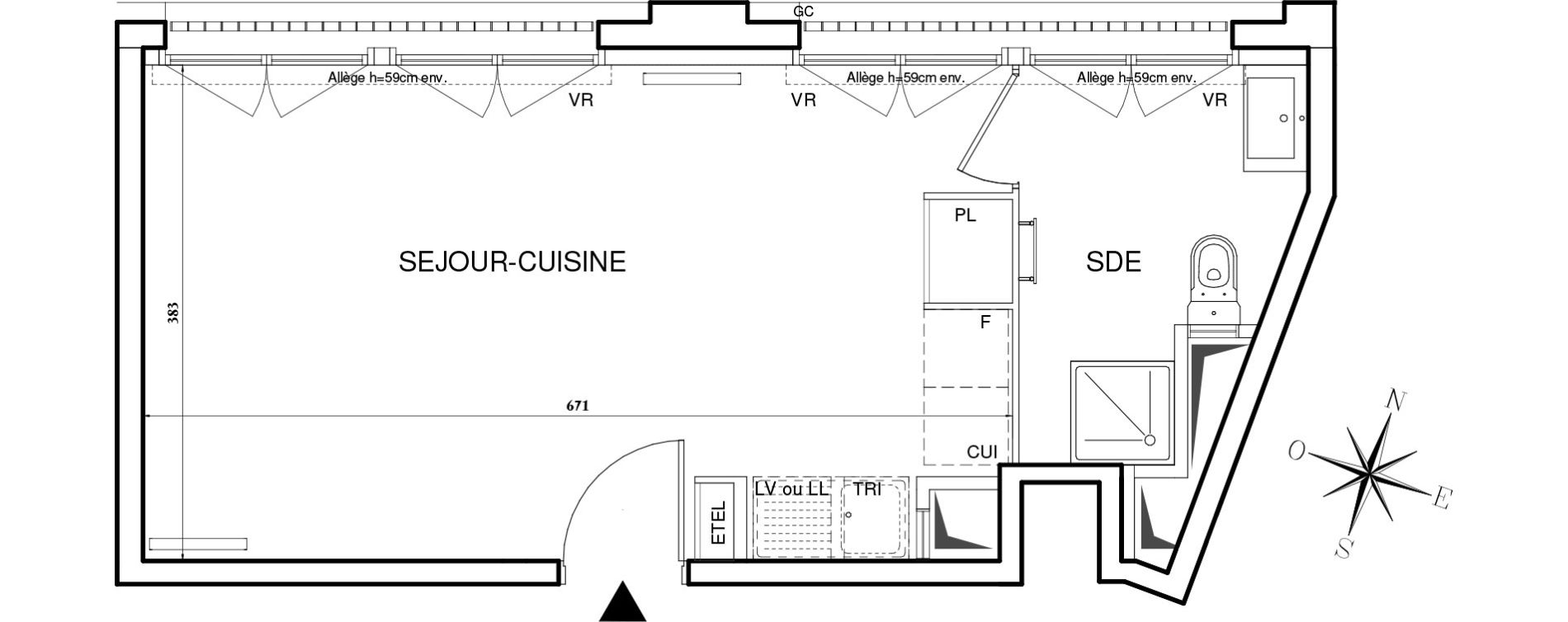 Appartement T1 de 30,43 m2 &agrave; Bobigny Centre