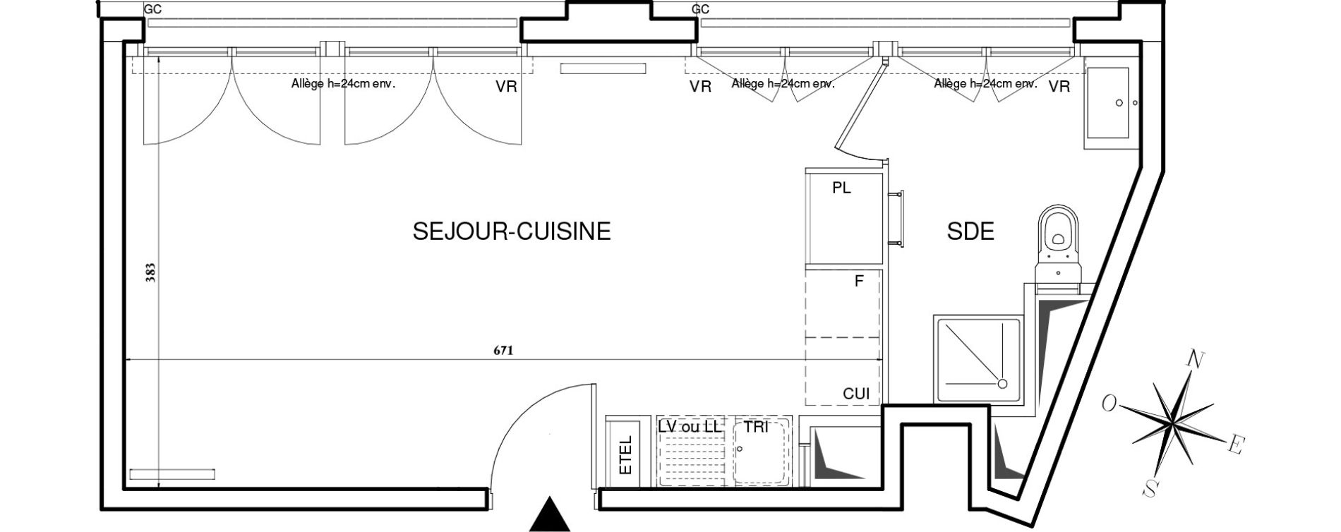 Appartement T1 de 30,43 m2 &agrave; Bobigny Centre
