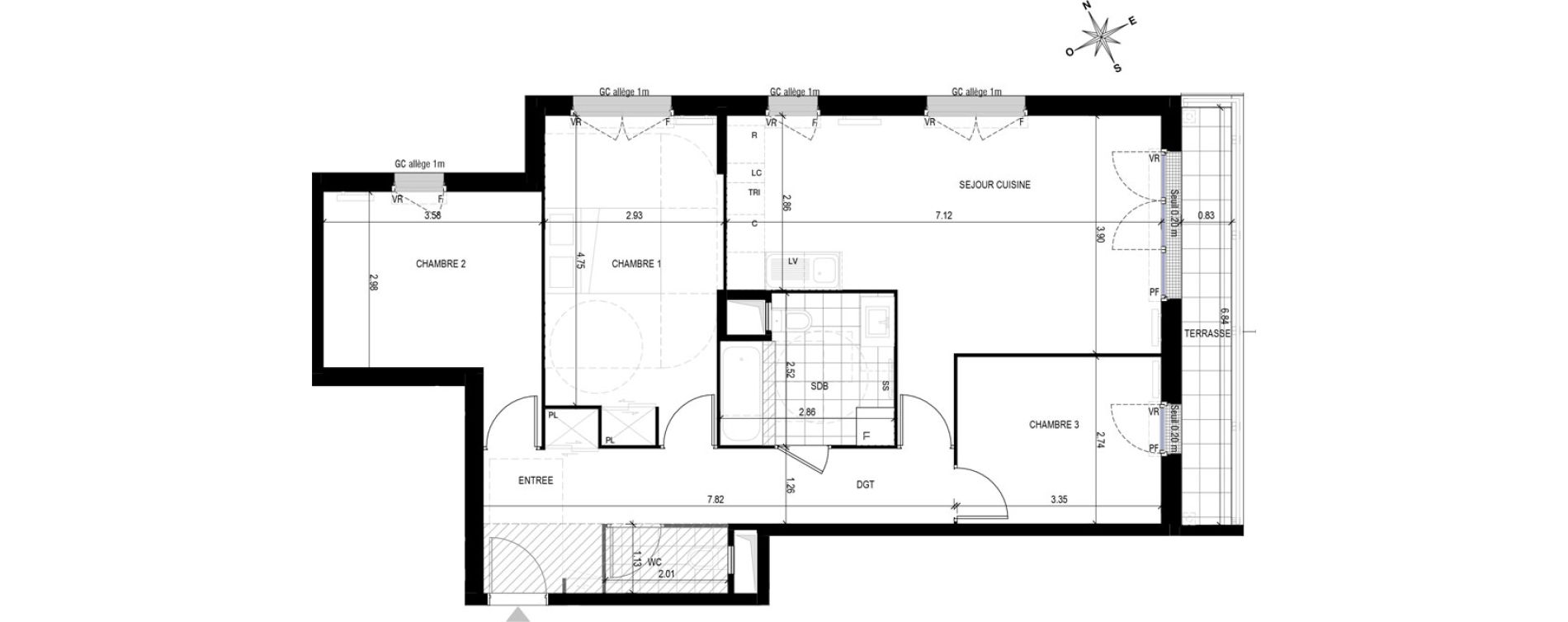 Appartement T4 de 82,75 m2 &agrave; Bobigny Edouard vaillant