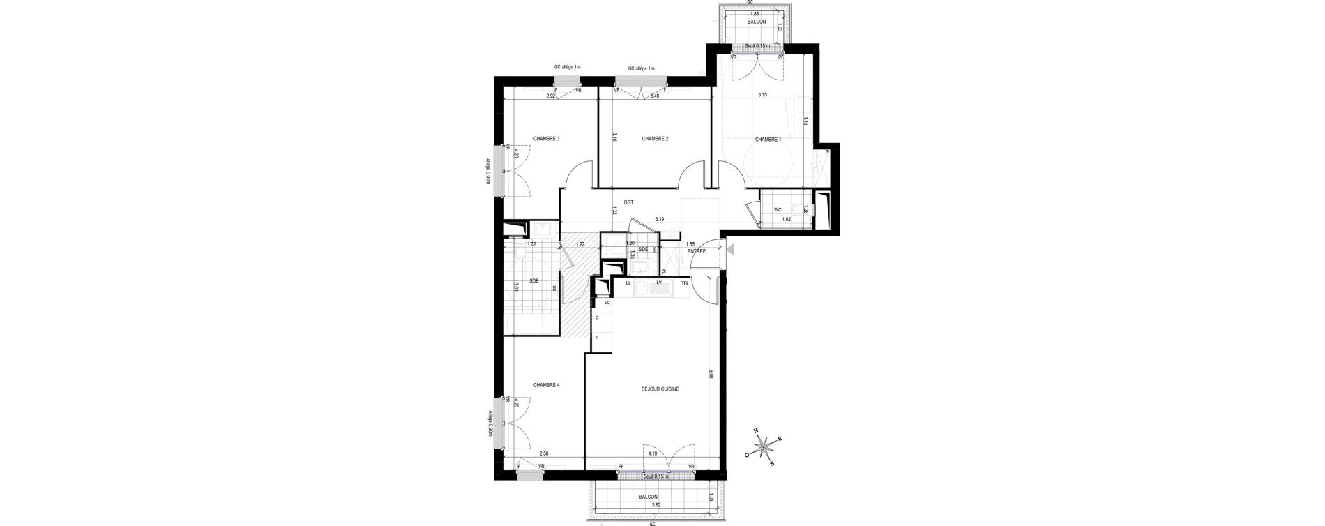 Appartement T5 de 94,06 m2 &agrave; Bobigny Edouard vaillant