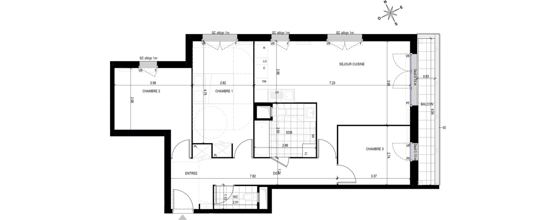 Appartement T4 de 82,89 m2 &agrave; Bobigny Edouard vaillant