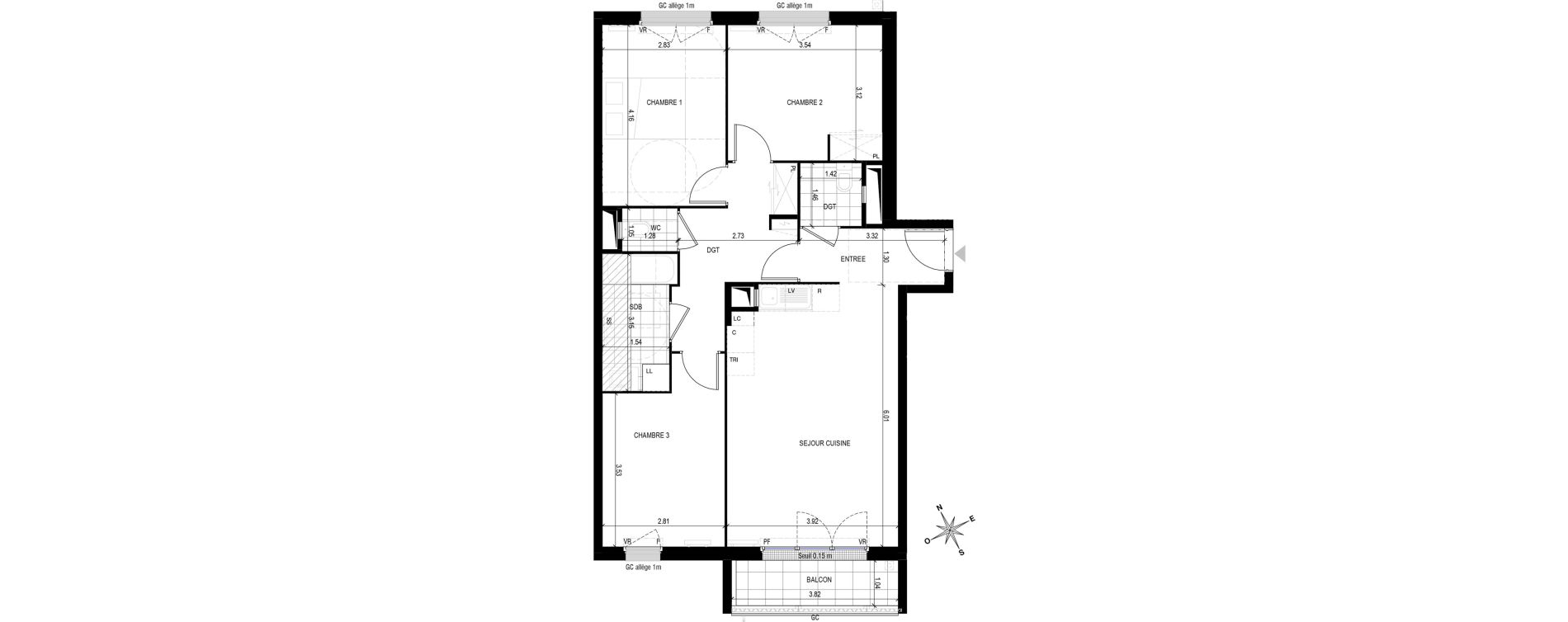 Appartement T4 de 77,55 m2 &agrave; Bobigny Edouard vaillant