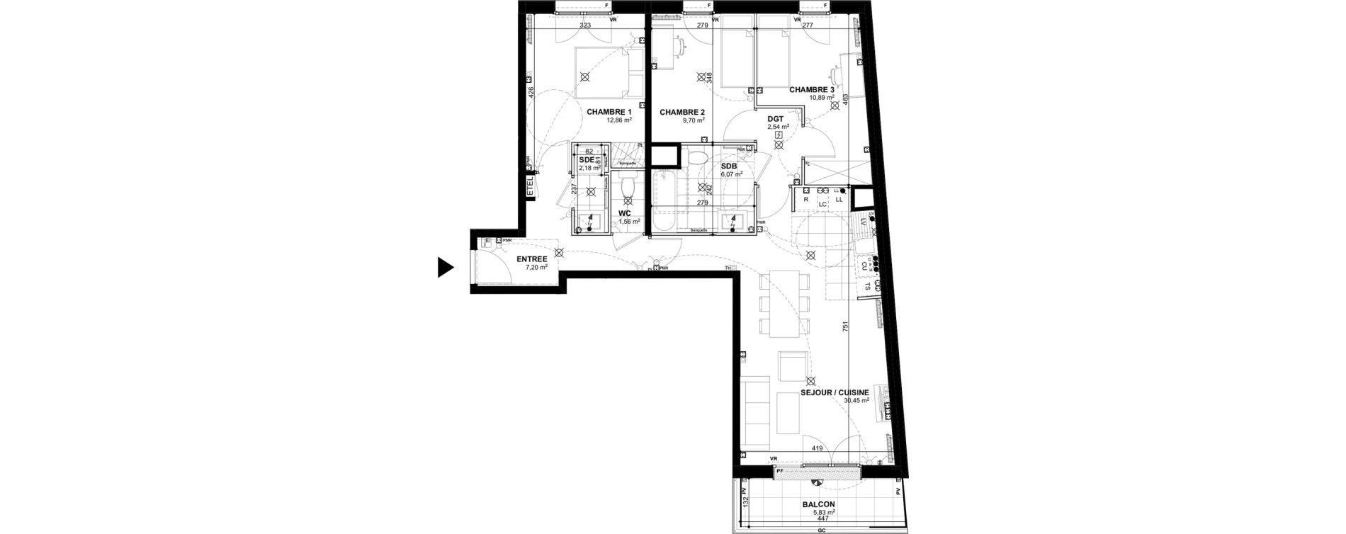 Appartement T4 de 83,45 m2 &agrave; Bobigny Edouard vaillant