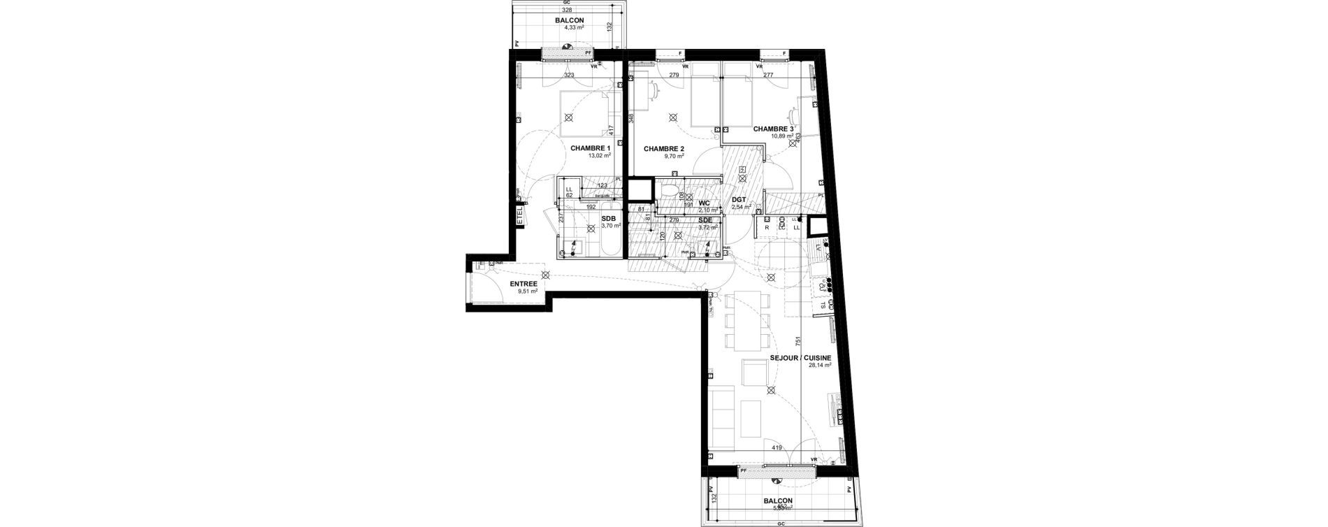 Appartement T4 de 83,32 m2 &agrave; Bobigny Edouard vaillant