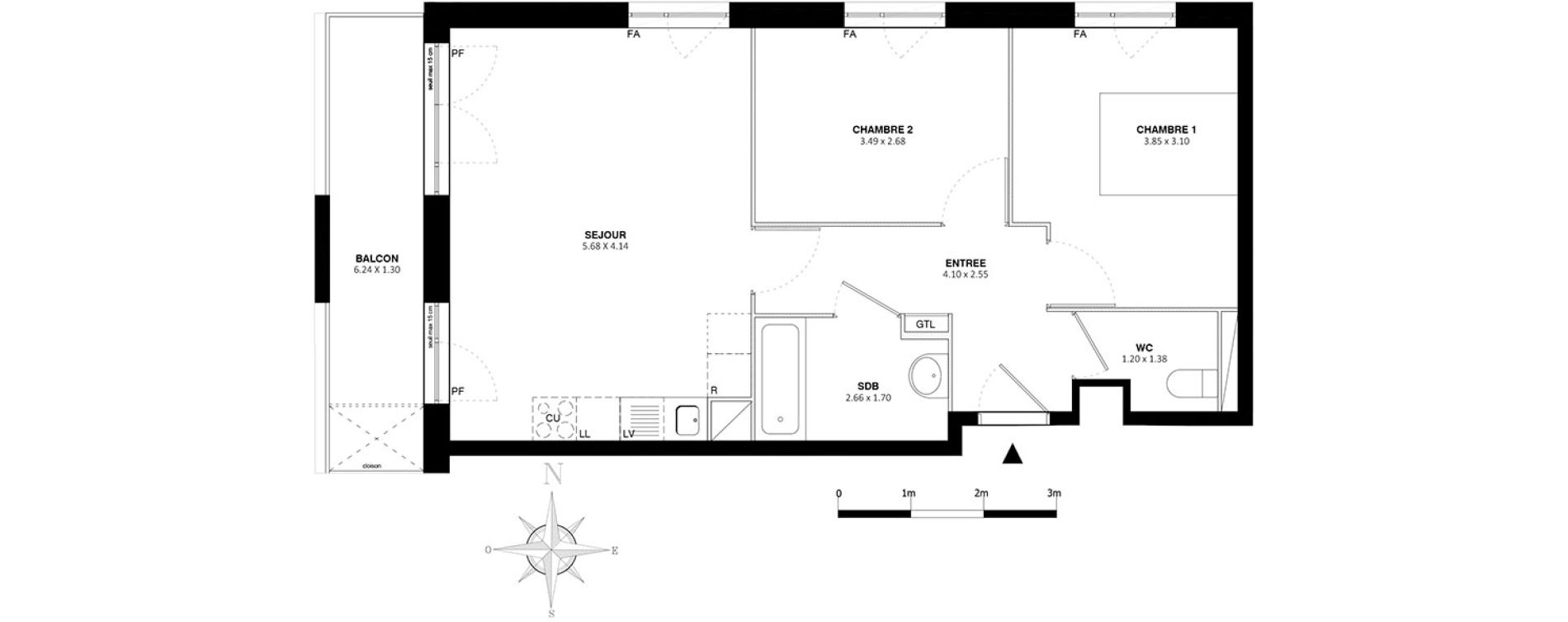 Appartement T3 de 57,60 m2 &agrave; Bobigny Centre