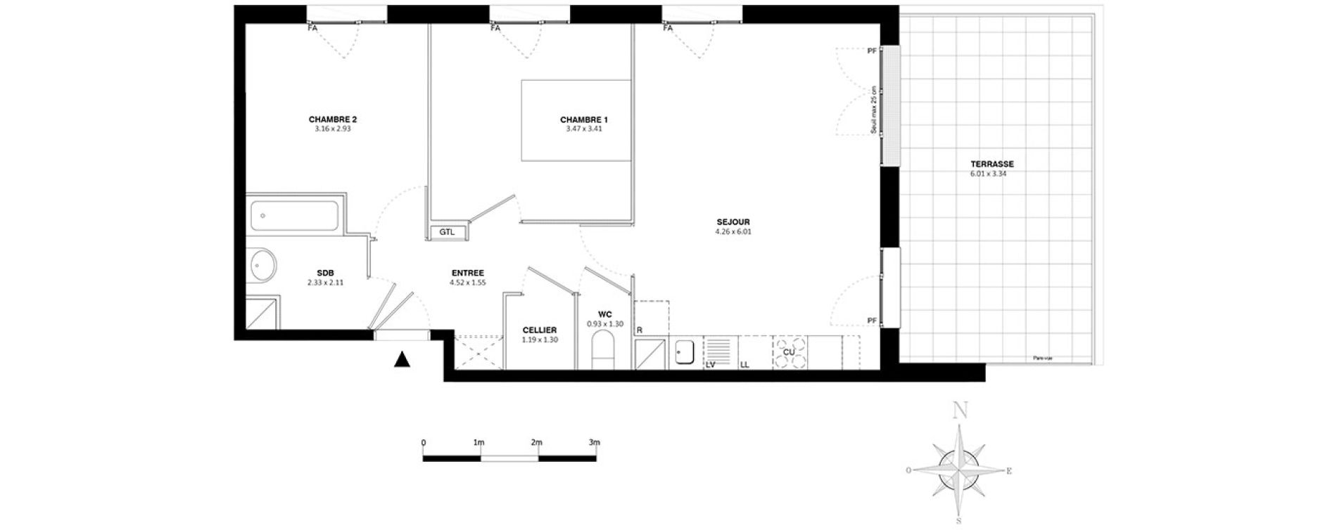 Appartement T3 de 61,40 m2 &agrave; Bobigny Centre