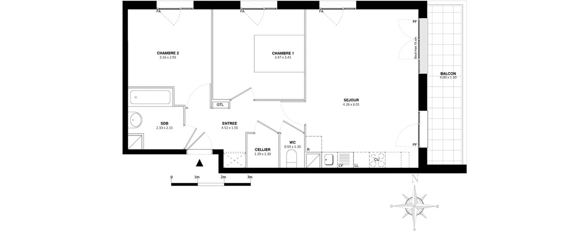Appartement T3 de 61,40 m2 &agrave; Bobigny Centre